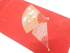 未使用品　紗　扇に桔梗模様織り出し　名古屋帯